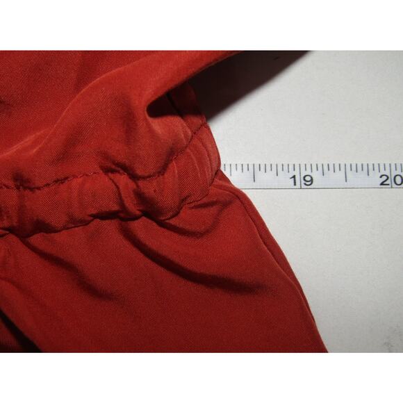 Old Navy Orange Rayon Shirt Mini Dress sz M Dawstring Waist Pockets Boho Cottage - Picture 5 of 6